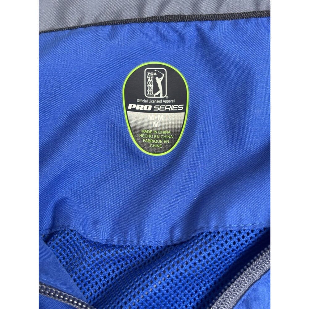 PGA Tour Blue Half-Zip Windbreaker Gray Shoulder Panels Men’s M - Picture 5 of 9